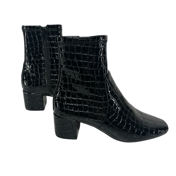 ALDO / Black Faux Croc Booties / Block Heel / Size 6.5 - Picture 3 of 7